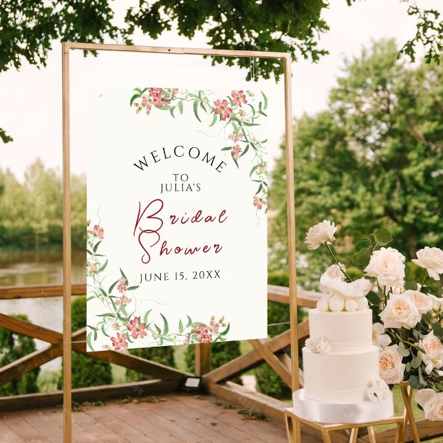 Pink Wildflower Rose Spring Garland Wedding Poster (Creator Uploaded)