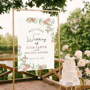 Pink Wildflower Rose Spring Garland Wedding Poster