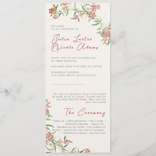 Pink Wildflower Rose Spring Garland Wedding Programme