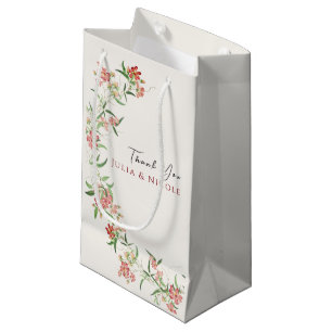 Pink Wildflower Rose Spring Garland Wedding Small Gift Bag