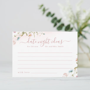 Pink Wildflower Rustic Boho date night ideas game Thank You Card