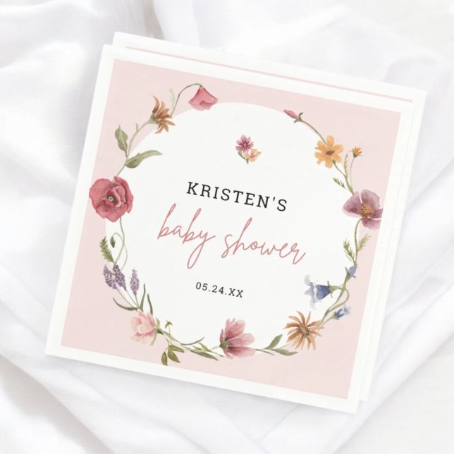 Pink Wildflower Spring Baby Shower Napkin (Creator Uploaded)