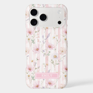 Pink Wildflower Striped Monogrammed