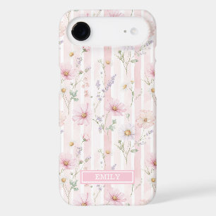 Pink Wildflower Striped Monogrammed
