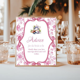 Pink Wildflower Tea bridal shower Advices Sign