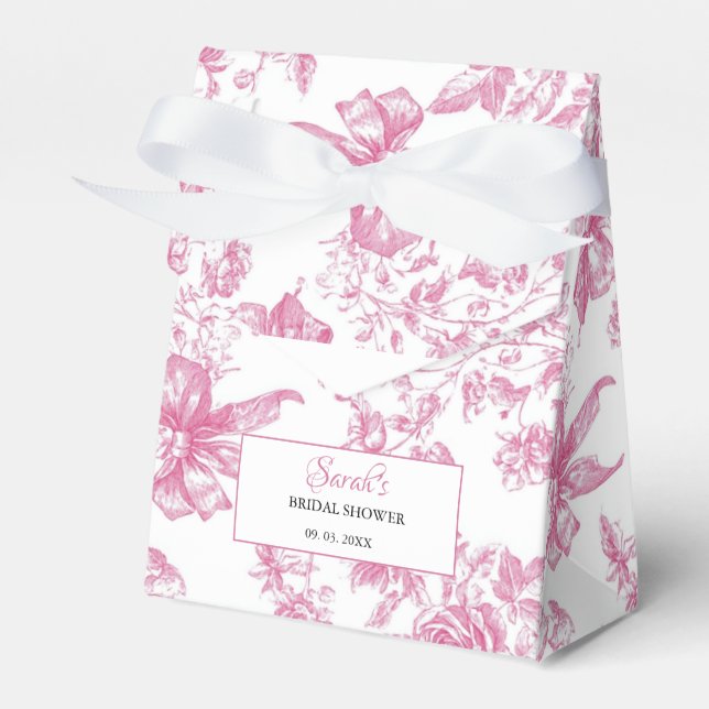 Pink Wildflower Tea Bridal Shower Favour Box (Front Side)