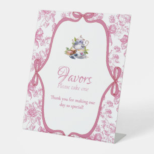 Pink Wildflower Tea bridal shower Favours Sign