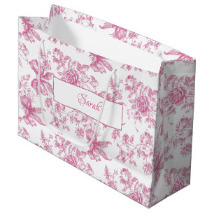 Pink Wildflower Tea Bridal Shower Large Gift Bag