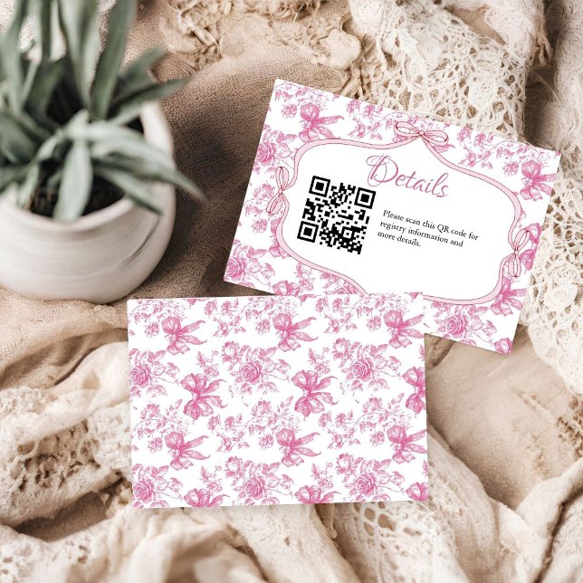 Pink Wildflower Tea bridal shower registry Details Enclosure Card (Creator Uploaded)