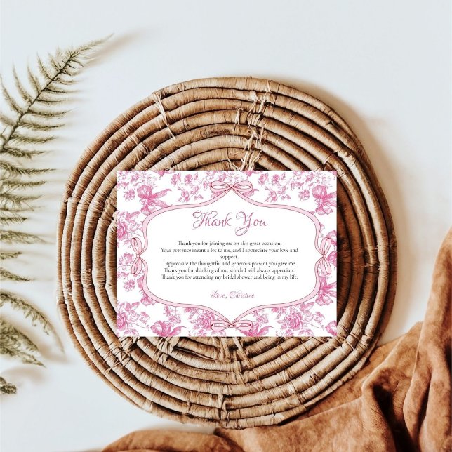Pink Wildflower Tea Bridal Shower Thank You Card (Creator Uploaded)