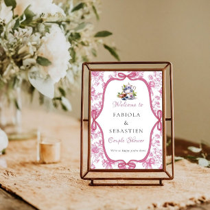 Pink Wildflower Tea Couple showeParty Welcome sign