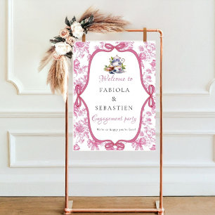 Pink Wildflower Tea  Engagement Party Welcome sign