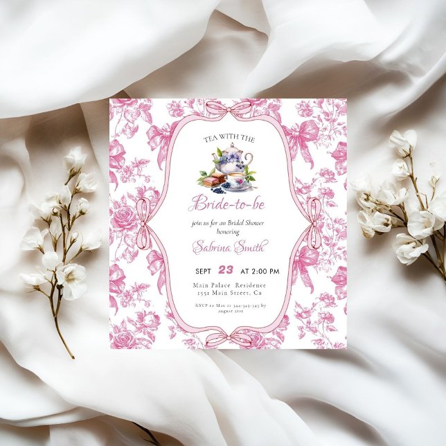 Pink Wildflower Tea Party Bridal Shower Invitation (Creator Uploaded)