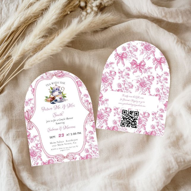 Pink Wildflower Tea Party Couple Shower Invitation (Creator Uploaded)