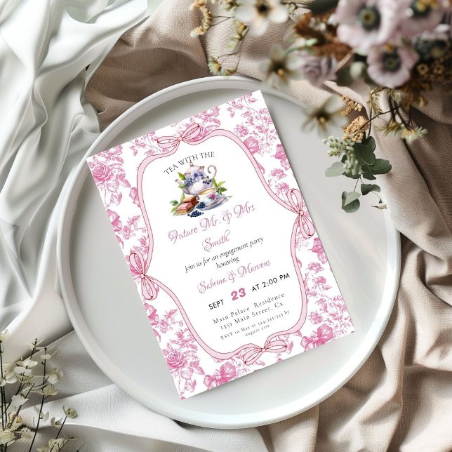 Pink Wildflower Tea Party Engegament Party Invitation (Creator Uploaded)