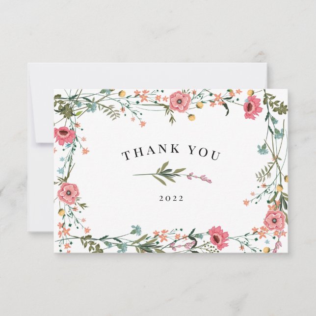 Pink Wildflower Thank You Card (Front)