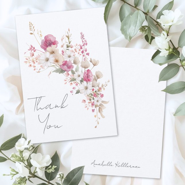 Pink Wildflower Thank You Card (Pink Wildflower Thank You Card )