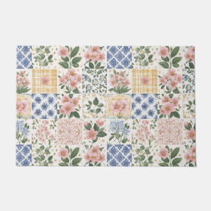Pink Wildflower Watercolor Floral Doormat