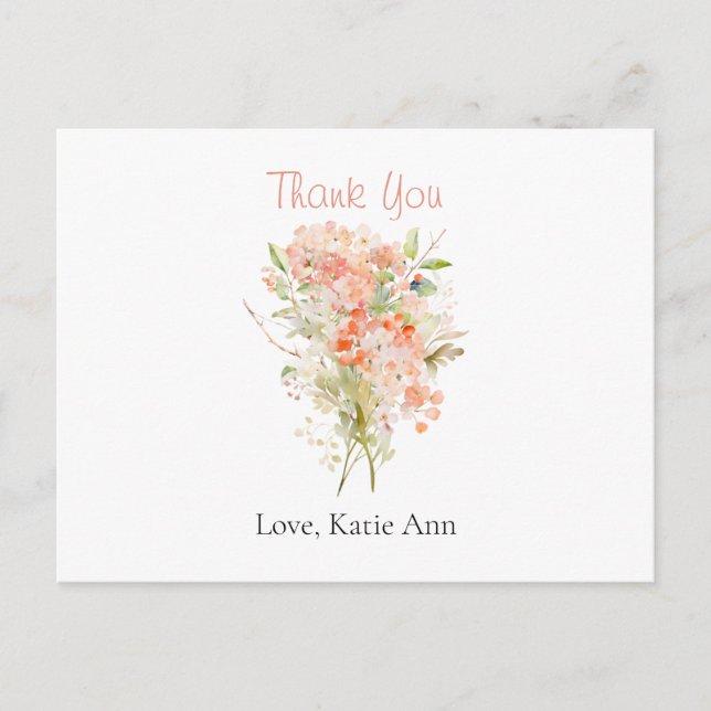 Pink Wildflower Watercolor Floral  Postcard (Front)