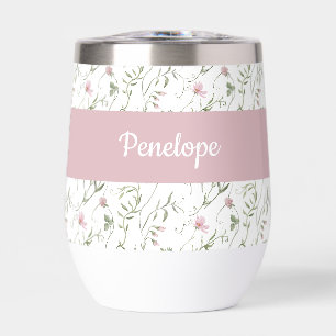 Pink Wildflower Watercolor Monogram Name