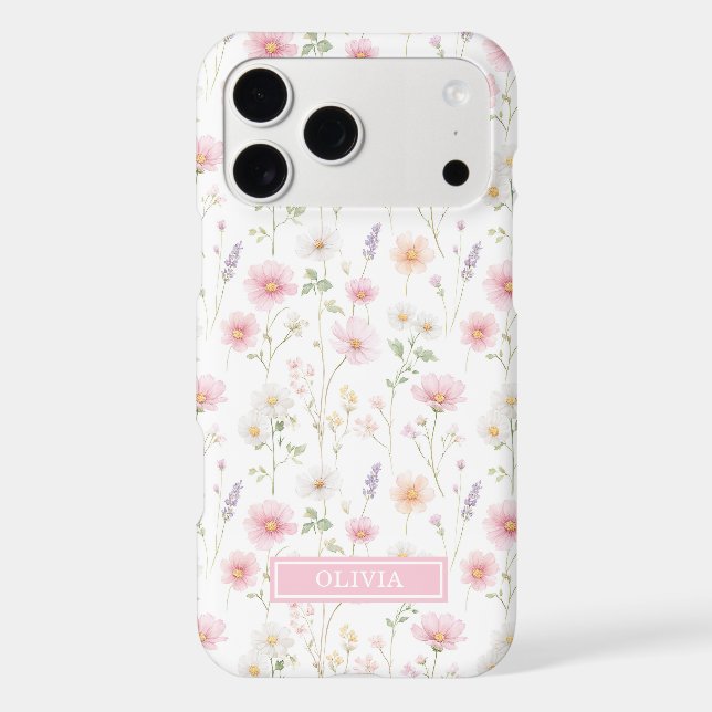 Pink Wildflower Watercolor Monogrammed (Back)