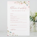 Pink Wildflower wedding advice & wishes card<br><div class="desc">These advice & wishes cards are sweet keepsakes for the bride and couple, features elegant delicate watercolor wildflower and stylish modern script, Pastel palettes of soft blush pink, off white, beige, dusty blue, and botanical greenery, simple and romantic. great for rustic country party, modern boho bridal shower, botanical garden wedding...</div>