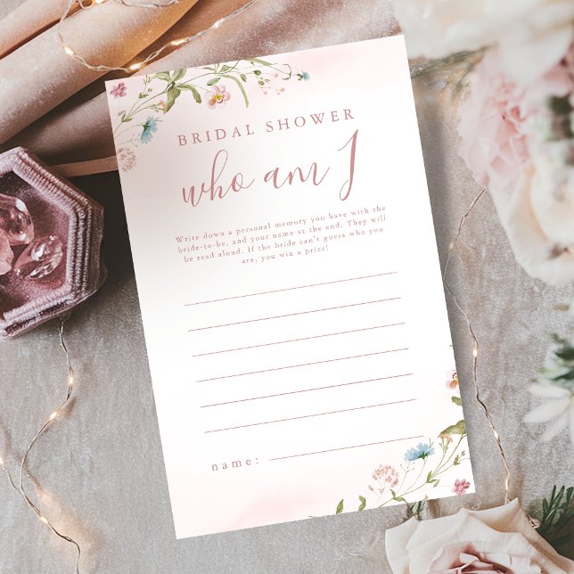 Pink Wildflower who am I bridal shower game (Pink Wildflower who am I bridal shower game)