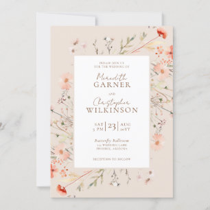 Pink Wildflowers Floral Wedding Invitation