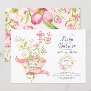 Pink Wildflowers Girls Baby Shower Invitations