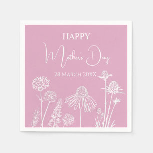 Pink Wildflowers  Happy Mother’s Day  Napkin