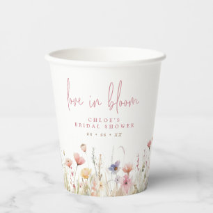 Pink Wildflowers Love In Bloom Bridal Shower Paper Cups