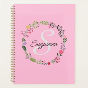 Pink WildFlowers Personalised Monogrammed Planner