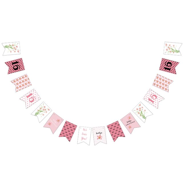 Pink Wildflowers Sweet Sixteen Birthday Party Bunting (All)