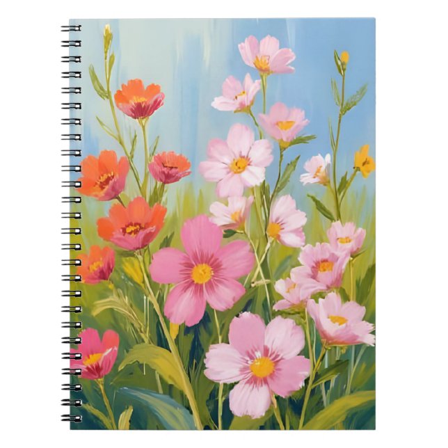 Pink Wildflowers | Watercolor Floral Painting Notebook (Front)