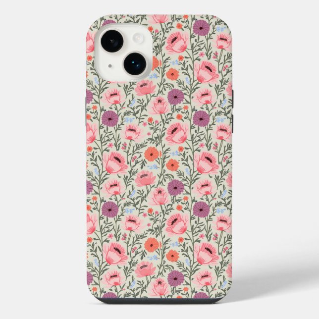 Pink Wildflowers Watercolor iPhone Case (Back)