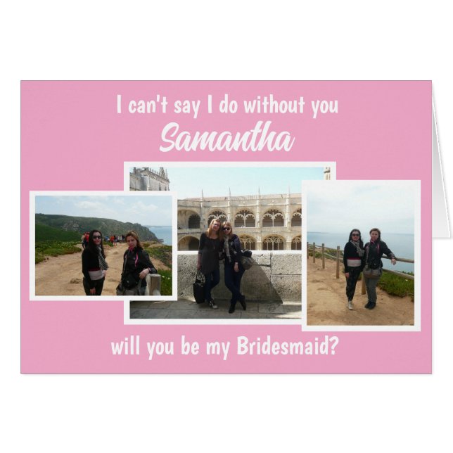 Pink Will you be my Bridesmaid Folded Card (Front Horizontal)