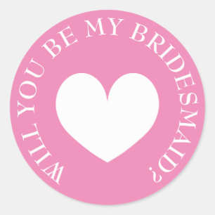 Pink Will you be my bridesmaid request stickers