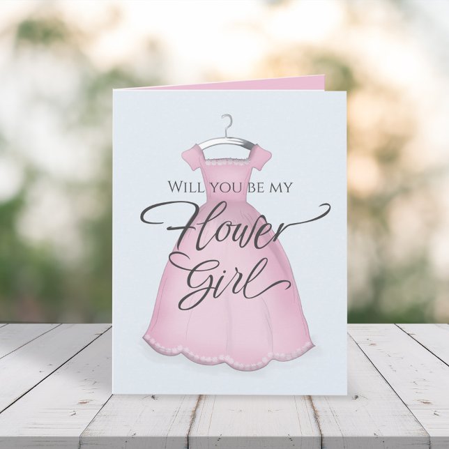 Pink Will you be my Flower Girl Wedding Proposal Card (Creator Uploaded)