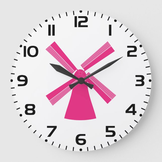 Pink Windmill Large Clock (Front)