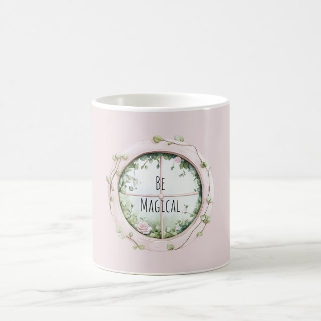 Pink Window Magical Floral Coffee Mug (Center)