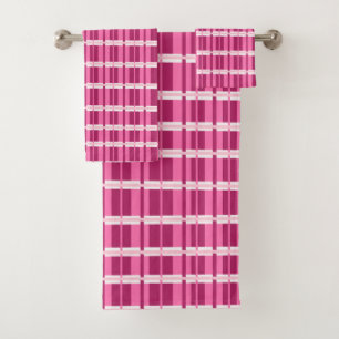 Pink Window Pane Contemporary Print Bath Towel Set