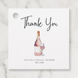 Pink Wine Bridal Shower Thank You  Favour Tags