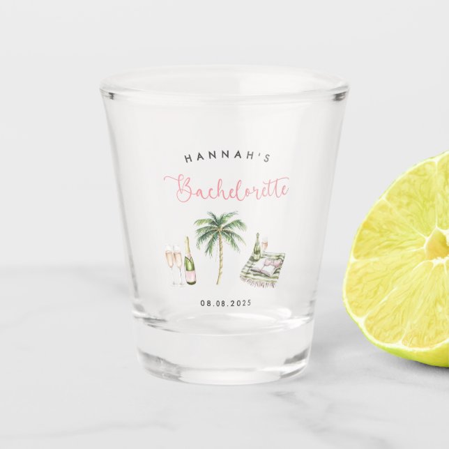 Pink Wine Country Bachelorette Weekend Shot Glass (Front)