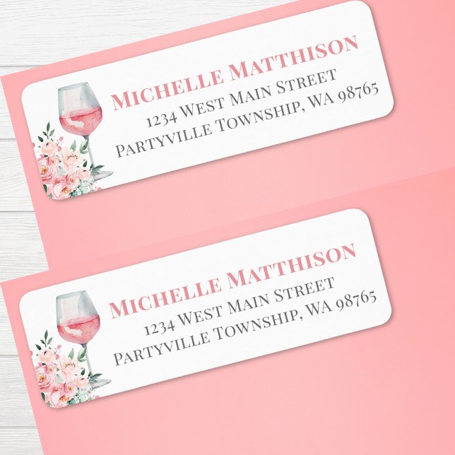 Pink Wine Floral Return Address (Pink Wine Floral Return Address label)