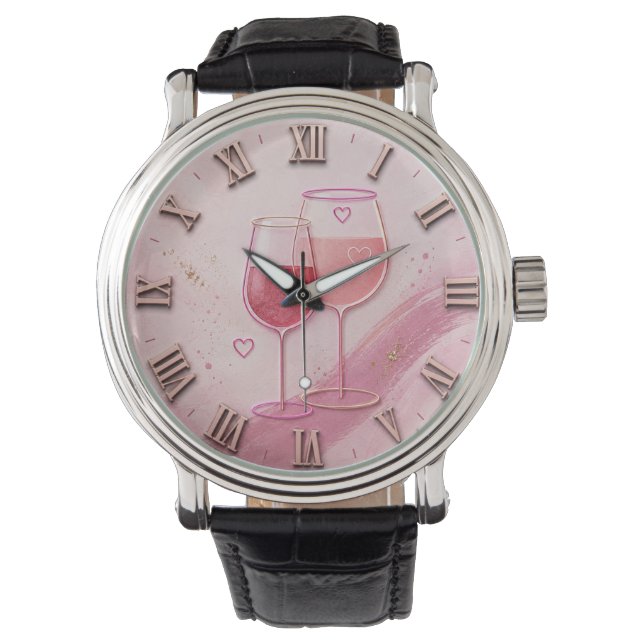 Pink Wine Glass Watch (Front)