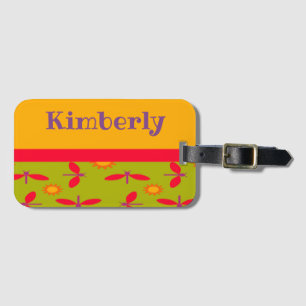 Pink winged dragonflies luggage tag