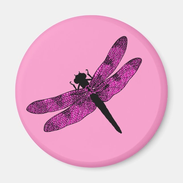 Pink Winged Dragonfly Magnet (Front)