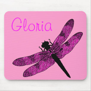 Pink Winged Dragonfly Mouse Mat
