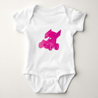 Pink winged sprint car baby bodysuit