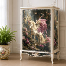 Pink Winged Unicorn Woodland Magical Decoupage